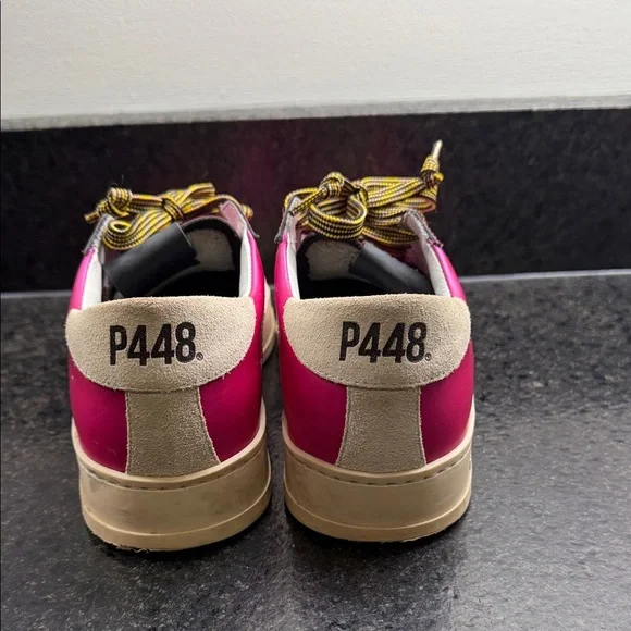 P448 Jack Solaris in Matte Hot Pink Leather Sneakers - Picture 3 of 6